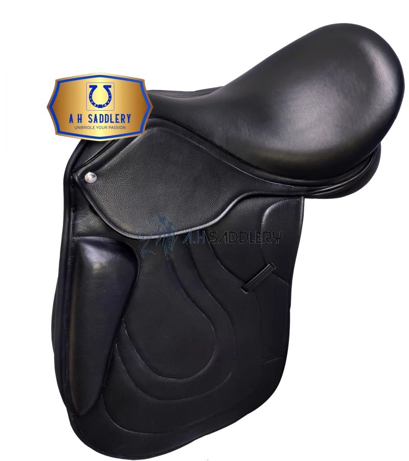 Handmade Leather English Dressage Saddle With Stitching  & Tack Set with Matching Bridle, Reins